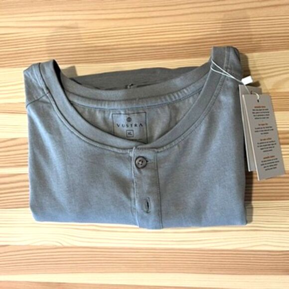 Vustra Light Grey Henley Men's XL Organic Cotton Long Sleeves NEW NWT - Picture 7 of 8